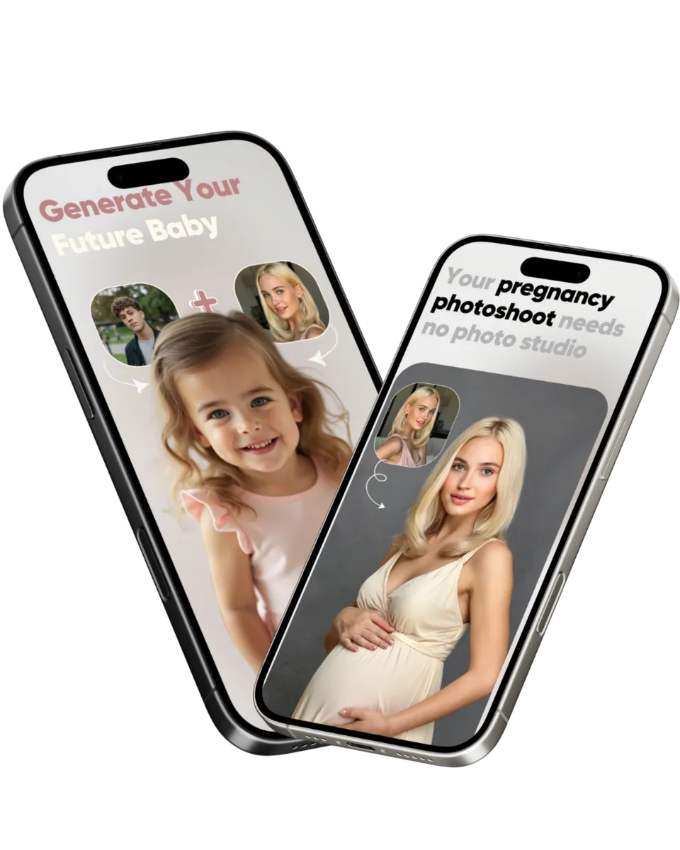 FaceCast on two iPhones: a baby prediction and a maternity photoshoot